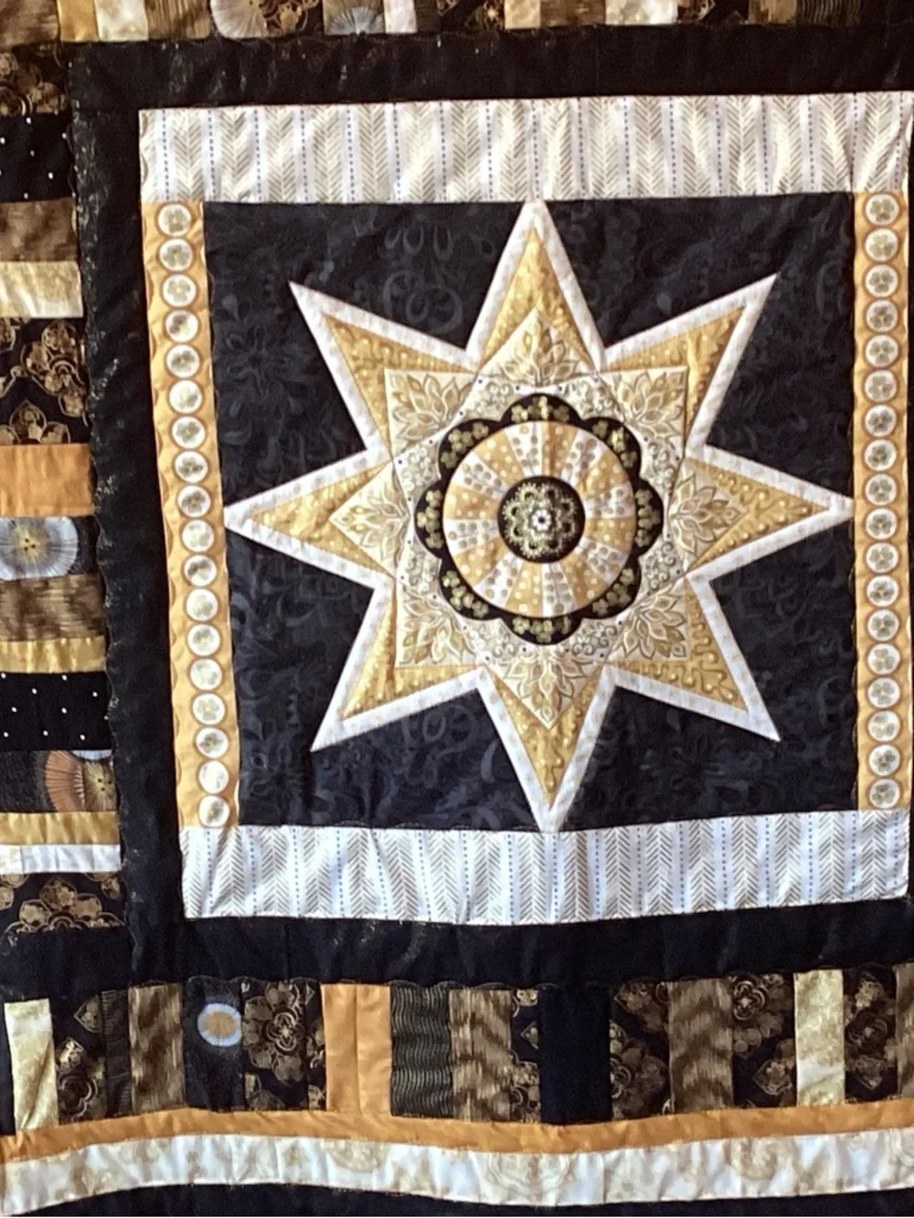 NWT. Gold and Black Star Lap Quilt